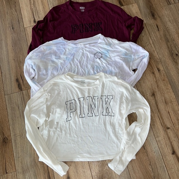 PINK Victoria's Secret Tops - Lot 3 PINK long sleeve Crop tops